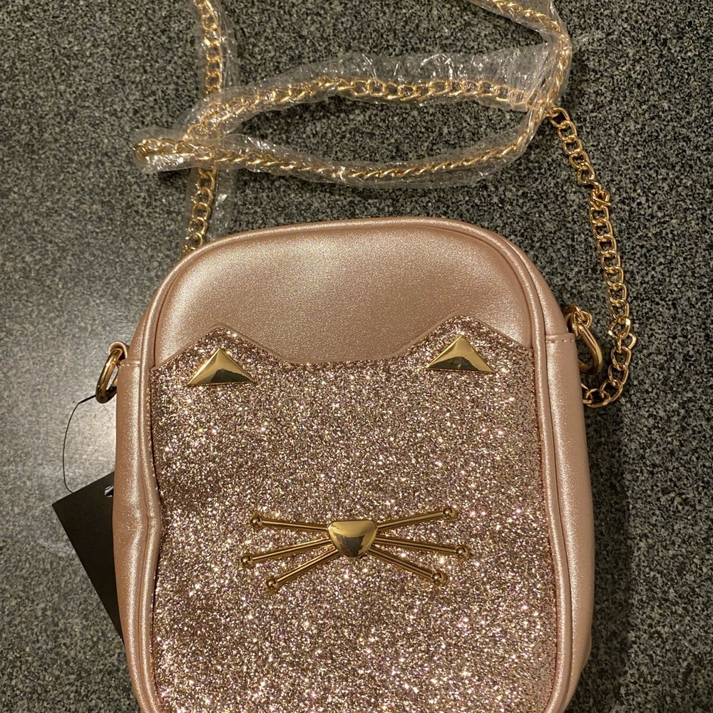 Afkomst Glittery Cat Face Crossbody Bag - Pink